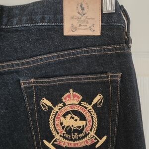 Ralph Lauren Men’s Dark Blue Denim Jeans with Embroidered Crest